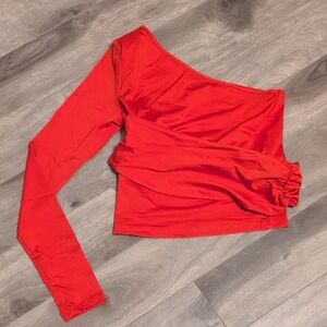 Chic Red One-Shoulder Top
